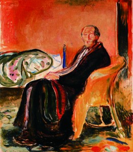 에드바르 뭉크, 「스페인 독감을 앓을 당시의 자화상」(1919)